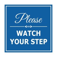 Signs Bylita Square Classy Please Watch Your Step Sign With Adhesive Tape, Mounts On Any Surface, Weather Resistant, Indoor/Outdoor Use (Blue) - Large