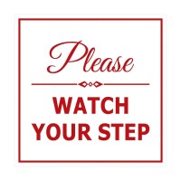 Signs Bylita Square Classy Please Watch Your Step Sign With Adhesive Tape, Mounts On Any Surface, Weather Resistant, Indoor/Outdoor Use (White/Red) - Small