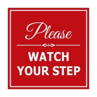 Signs Bylita Square Classy Please Watch Your Step Sign With Adhesive Tape, Mounts On Any Surface, Weather Resistant, Indoor/Outdoor Use (Red) - Medium