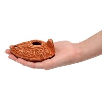 Herodian Biblical Replica Ancient Clay Oil Lamp And Flask Of Olive Oil From Bethlehem In Gift Bag Certificate Of Authenticit