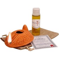 Herodian Biblical Replica Ancient Clay Oil Lamp And Flask Of Olive Oil From Bethlehem In Gift Bag Certificate Of Authenticit