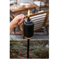 Tiki Brand Adjustable Flame Tiki Torch Resin Black, Decorative Outdoor Lighting For Backyard Lawn Patio And Garden, 65 In, 1119014