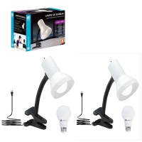 Xtricity Desk Lamp With Clamp Base And Adjustable Gooseneck, Clamp Lamp For Bed 6W A19 Led Bulb Included, 120V, Convenient On/Off Switch, White Finish (2 Pack)