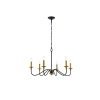 Rohan 30 Inch Chandelier In Matte Black And Brass