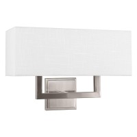 Kira Home Haven 16 2Light Modern Wall Sconcewall Light Rectangular White Fabric Shade Brushed Nickel Finish