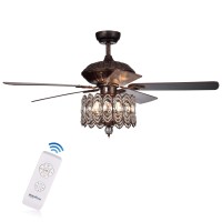 Warehouse Of Tiffany Cfl8324Remorb Copper Grove Dejes 52In Rustic Bronze Chandelier Crystal Shade Ceiling Fan Brown