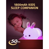 Mubarek Baby Night Light Big Face Rabbit Light,16 Colors Bunny Lamp Cute Lamp,Rechargeable Cute Night Light Cute Stuff For Girls,Tap Fun Bunny Light Bunny Stuff,Bunny Night Light For Girls Night Light