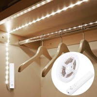 Kucam Motion Sensor Wardrobe Light, Led Strip Closet Lights, Pir Auto On/Off, Battery Powered,6000K White For Bedside, Bathroom, Closet, Cabinet, Kitchen, Stairway