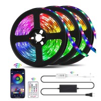 Qzyl Led Lights For Bedroom,49.2 Feet Led Strip Lights,Music Sync Color Changing Flexible Rope Lights With Remote App Control Luces Led Strips Lights For Party Home Decoration