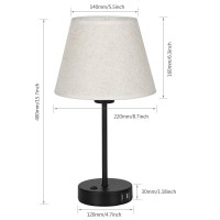 Js Nova Juns Table Lamp, Bedside Lamp Set Of 2 With Dual Usb Charging Ports, Modern Nightstand Light Perfect For Bedroom, Living Room, Study Room