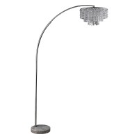 This crystal floor lamp is an enchanting piece that is absolutely breathtaking an ideal addition to any space Featuring a graceful arch lamp has floor switch that is easily accessible for on or off Glittering crystal cascade beautifully towards the bottom