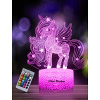 Nice Dream Unicorn Night Light For Kids 3D Night Lamp 16 Colors Changes With Remote Control Room Decor Gifts For Children Gi