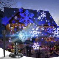 Vanthylit Christmas Projector Lights Outdoor, White Blue Snowflakes Projection Outside, Waterproof Led Landscape Christmas Light For Window Yard House Party Xmas Indoor Decor