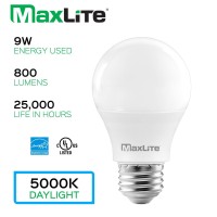 Maxlite A19 Led Bulb, Enclosed Fixture Rated, 60W Equivalent, 800 Lumens, Dimmable, E26 Medium Base, 5000K Daylight, 4-Pack