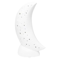 Simple Designs Lt3338Wht Porcelain Fun Shaped Crescent Moon Over Clouds Celestial Table Night Light Lamp Moon