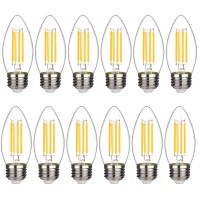 Bort B11 Chandelier Led Light Bulbs, Dimmable 4W Equivalent To 40W Led Candelabra Bulbs, 2700K Warm White, E26 Standard Medium Base Led Bulbs, Torpedo Top (12 Pack)