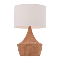 Homeroots Decor 11.8-Inch X 11.8-Inch X 18.7-Inch White & Brown Polyblend Steel Table Lamp