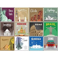 Homeroots Yellow Vinyl 8 X 8 World Traveler Peel And Stick Removable Tiles