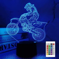 Fullosun Dirt Bike Gifts Motocross 3D Night Light For Kids For Xmas Holiday Birthday Gifts For Kids Motorcycle Fan With Remote