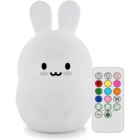 Tekemai Rabbit Night Light For Kids Bedside Lamp For Children Baby Nursery Lamp For Breastfeeding Safe Break Resistant Adjus