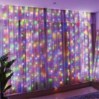 Sinamer Curtain String Light, Multicolor Curtain Light For Bedroom, Usb Powered 8 Modes Remote Fairy Light For Home Wedding Party Decor