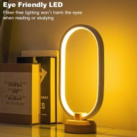 Lonrisway Modern Desk Lamp Led Wood Table Lamp, Bedroom Bedside Night Light, Dimmable Led Lighting, Creative Home Decor, Unique House Warmging Gift