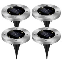 4Pcs Solar Ground Light Waterproof Buried Light In-Ground Path Deck Lawn Patio Light 4Led