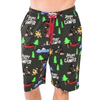 Lazy One Pajama Shorts For Men, Mens Pajama Bottoms, Sleepwear, Campfire, Bear, Moose, Smores (Happy Camper, Small)