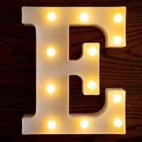 Yorulory Led Letter Lights Sign Letters Light Up Letters Sign For Night Light Wedding Birthday Party Battery Powered Christmas Lamp Home Bar (E)