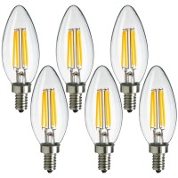 Maxlite Candelabra Led Chandelier Bulbs, 40W Equivalent, Enclosed Fixture Rated, 300 Lumens, Dimmable Filament Candle Bulbs, E12 Base, Energy Star, Wet Rated, 2700K Soft White, 6-Pack