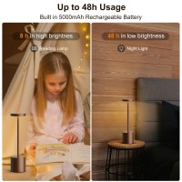 Shangcai Led Cordless Table Lamp, Rechargeable 6000Mah Battery Operated Desk Lamp 2 Levels Brightness Modern Hotel Restaurant Dining Lights Gold