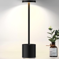 Shangcai Led Cordless Table Lamp, Rechargeable 6000Mah Battery Desk Lamp 3 Levels Brightness Night Light Modern Hotel Restaurant Dining Lights Black