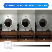 Combuh Led Bathroom Vanity Light 4 Lights Ip44 Chrome 27 Inch 16W Over Mirror Lighting Fixture Indoor Wall Sconce Modern Cool White 6000K