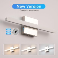 Combuh Led Bathroom Vanity Light 4 Lights Ip44 Chrome 27 Inch 16W Over Mirror Lighting Fixture Indoor Wall Sconce Modern Cool White 6000K