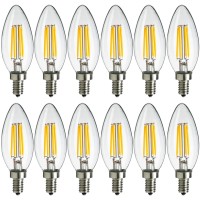 Maxlite Candelabra Led Chandelier Bulbs, 40W Equivalent, Enclosed Fixture Rated, 300 Lumens, Dimmable Filament Candle Bulbs, E12 Base, Energy Star, Wet Rated, 2700K Soft White, 12-Pack