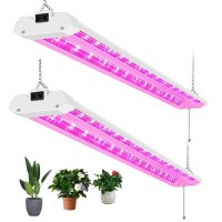 Antlux 4Ft Led Grow Lights 50W Full Spectrum Integrated Growing Lamp Fixtures For Greenhouse Hydroponic Indoor Plant Seedling Veg And Flower, Plug In, On/Off Pull Chain Included, 2 Pack