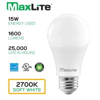 Maxlite A19 Led Bulb, Enclosed Fixture Rated, 100W Equivalent, 1600 Lumens, Dimmable, E26 Medium Base, 2700K Soft White, 4-Pack