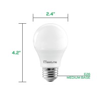 Maxlite A19 Led Bulb, Enclosed Fixture Rated, 40W Equivalent, 450 Lumens, Dimmable, E26 Medium Base, 5000K Daylight, 16-Pack