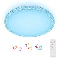 Horevo Ceiling Light Led Ceiling Light With Bluetooth Speaker And Remote Control Ceiling Lamp, 24W 40Cm Ceiling Light Dimmable Rgb Mode Ceiling Lighting For Kids Room Living Room Bedroom