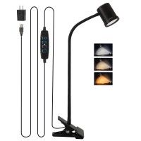 Clip On Light Reading Light, 3 Color Modes Led Desk Lamp, 10-Level Brightness Clamp Light, High=90+Cri Eye Protect Clip On Reading Lamp, 360? Flexible Gooseneck Book Light For Desk Bedside Headboard