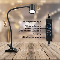 Clip On Light Reading Light, 3 Color Modes Led Desk Lamp, 10-Level Brightness Clamp Light, High=90+Cri Eye Protect Clip On Reading Lamp, 360? Flexible Gooseneck Book Light For Desk Bedside Headboard