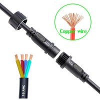 Qofowin 4 Wire Waterproof Connector 4 Pin Male Female Plug Led Connector With 16Awg Ip68 20Cm Extension Cable For Car Boat Tru