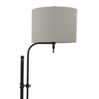 Contemporary Drum Shade Metal Frame Floor Lamp, Black And Light Gray