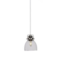 Easton 1 Light Mini Pendant Shown In White & Brushed Nickel Finish With 6 Clear Bubble Glass