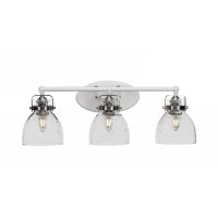 Easton 3 Light Bath Bar Shown In White & Brushed Nickel Finish With 6 Clear Bubble Glass