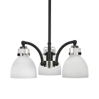 Easton 3 Light Chandelier Shown In Matte Black & Brushed Nickel Finish With 6 White Muslin Glass