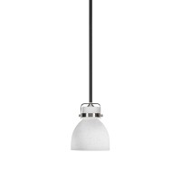 Easton 1 Light Mini Pendant Shown In Matte Black & Brushed Nickel Finish With 6 White Muslin Glass