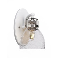 Easton 1 Light Wall Sconce Shown In White & Brushed Nickel Finish With 6 Clear Bubble Glass