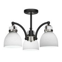 Easton 3 Light Semi-Flush Shown In Matte Black & Brushed Nickel Finish With 6 White Muslin Glass