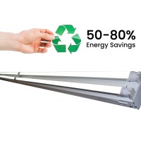 Orilis 8 Ft. 96W Led Commericial Retail Flush Mount 4 Light T8 Fixture With (4) 4 Ft. 24W Led Tubes 5000K (Daylight) Equivalent To 256W Fluorescent Fixture